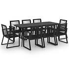 vidaXL 9 Piece Outdoor Dining Set PVC Rattan Black