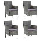 vidaXL Garden Dining Chairs 4 pcs Poly Rattan Grey