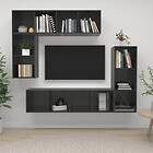 vidaXL 4 Piece TV Cabinet Set High Gloss Grey Chipboard