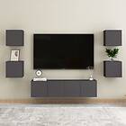 vidaXL 6 Piece TV Cabinet Set Grey Chipboard