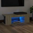 vidaXL TV Cabinet with LED Lights Sonoma Oak 90x39x30 cm