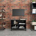 vidaXL TV Cabinet with Metal Legs High Gloss Black 69.5x30x50 cm