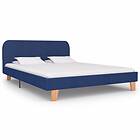 vidaXL Bed Frame Blue Fabric 135x190 cm