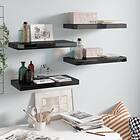 vidaXL Floating Wall Shelves 4 pcs High Gloss Black 50x23x3.8 cm MDF