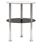 vidaXL 2-Tier Side Table Transparent & Black 38 cm Tempered Glass