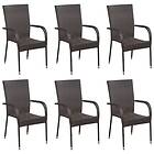vidaXL Stackable Outdoor Chairs 6 pcs Poly Rattan Brown