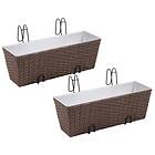 vidaXL Balcony Trapezoid Rattan Planter Set 50 cm 2 pcs Brown
