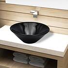 vidaXL Ceramic Bathroom Sink Basin Black Round