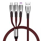 NÖRDIC 3in1 2.4A USB A - USB Micro-B (with USB C and Lightning) 2.0 1m