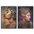 DKD Home Decor Lærred Kolonistil Afrikansk kvinde (40 x 3,5 x 55 cm) (2 enheder)