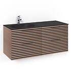 Macro Design Tvättställsskåp Crown Stripe Med Glastvättställ Kom 120x45D Lj.Ek St SGV FSK120EZSGVH