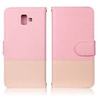 Lux-Case Galaxy J6 Plus (2018) cross texture leather flip case Pink Rosa