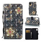 Lux-Case iPhone XR mobilfodral silikon konstläder plånbok stående Fjärilar och blommor Flerfärgad