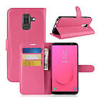 Lux-Case Galaxy J8 (2018) mobilfodral konstläder silikon stående plånbok Rosenröd Rosa