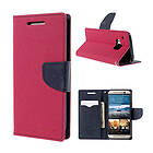 Lux-Case Mercury One M9 Läder Flip Fodral med Korthållare Het Rosa