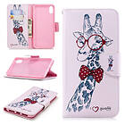 Lux-Case iPhone XS Max mobilfodral syntetläder silikon plånbok stående tryckmönster Giraff bär glasögon Flerfärgad