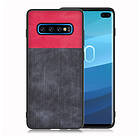 Lux-Case Galaxy S10 Plus jeans cloth case Red / Dark Blue Röd