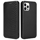 Skalo iPhone 13 Pro Carbon Fiber Plånboksfodral Svart