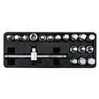Yato YT-0599, Hylsnyckeluppsättning, 18 styck, Krom, 1 styck, 3/8, 7.8,10.11,12.