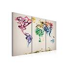 Arkiio Tavla Världskartan Färgad Rök Spår Triptych 60x40