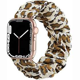 CaseOnline Scrunchie Elastiskt Armband Apple Watch 7 (41mm) Leopard Gul