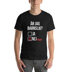 Fotomax T-shirt med bild texten "Är jag barnslig?" Svart