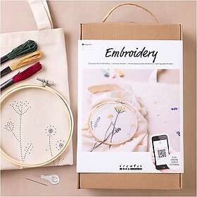 Start DIY Kit Broderi, Tygpåse Blommor, 1 förp.