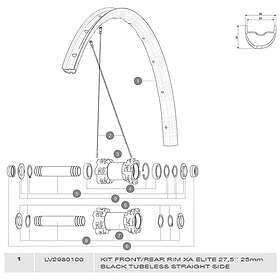 Mavic Xa Elite Tubeless Rim Kit Svart 650B 27,5´´ 2