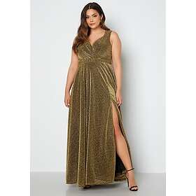 Goddiva Curve Glitter Wrap Front Maxi Dress