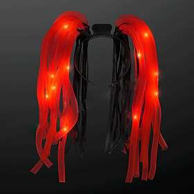 LED Diadem med Dreadlocks Röd