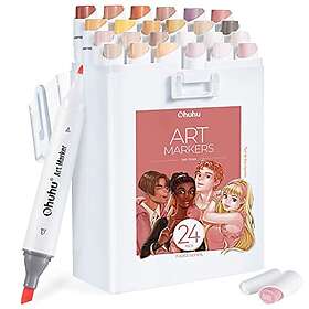 Ohuhu Kaala Slim Broad and Fine Dual Tips Alcohol Art Markers-24 Color Skin Tone