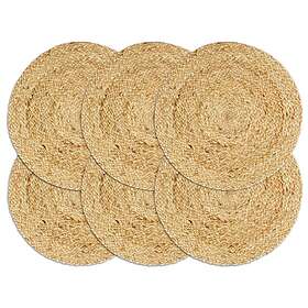 vidaXL Placemats 6 pcs Plain Natural 38 cm Round Jute