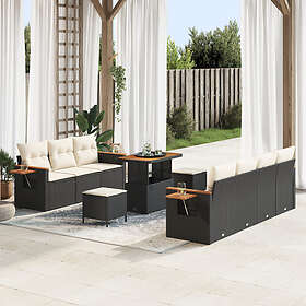 vidaXL Garden sofa set 10 pcs Black and cream white 90 x 55 x 71 cm