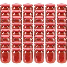 vidaXL Glass Jar with Red Lid 48 pcs 230 ml