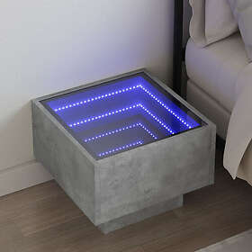 vidaXL Sängbord med Infinity LEDs betonggrå 40x40x30cm