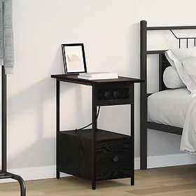 vidaXL Nightstand With Drawer Black Oak 60x30x61cm Constructed Wood
