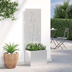 vidaXL Trädgårdsplanterare med dekorativ panel 50 x 140 cm Silver