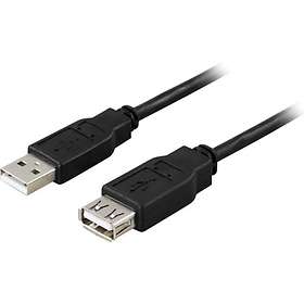 Deltaco USB A - USB A M-F 2.0 2m