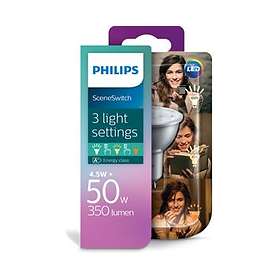 Philips SceneSwitch LED Spot 350lm 2700K GU10 4,5W (Dimbar LED lampa Spot Scene Switch 3 färger 4,5W(50W) GU10 Philips