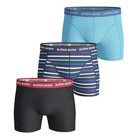 Björn Borg Stripe Essential Black Blue Shorts 3-Pack