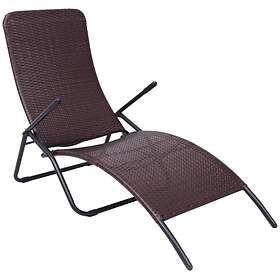 vidaXL Folding Sun Lounger Poly Rattan Brown