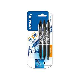 Pilot FriXion Ball Clicker 0.7 Kulspetspennor (Svart) 3-pack