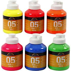 A-Color Neon Akrylfärg Set 6x500ml