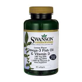 Swanson Omega-3 Fish Oil & Vitamin D 60 Kapslar