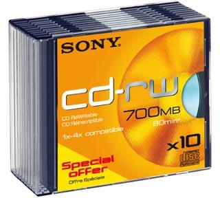 Best deals on Sony CD-RW 700MB 10x 10-pack Slimcase Blank Cd - Compare ...