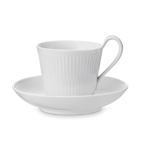 Royal Copenhagen White Fluted Kaffekopp med fat 25cl